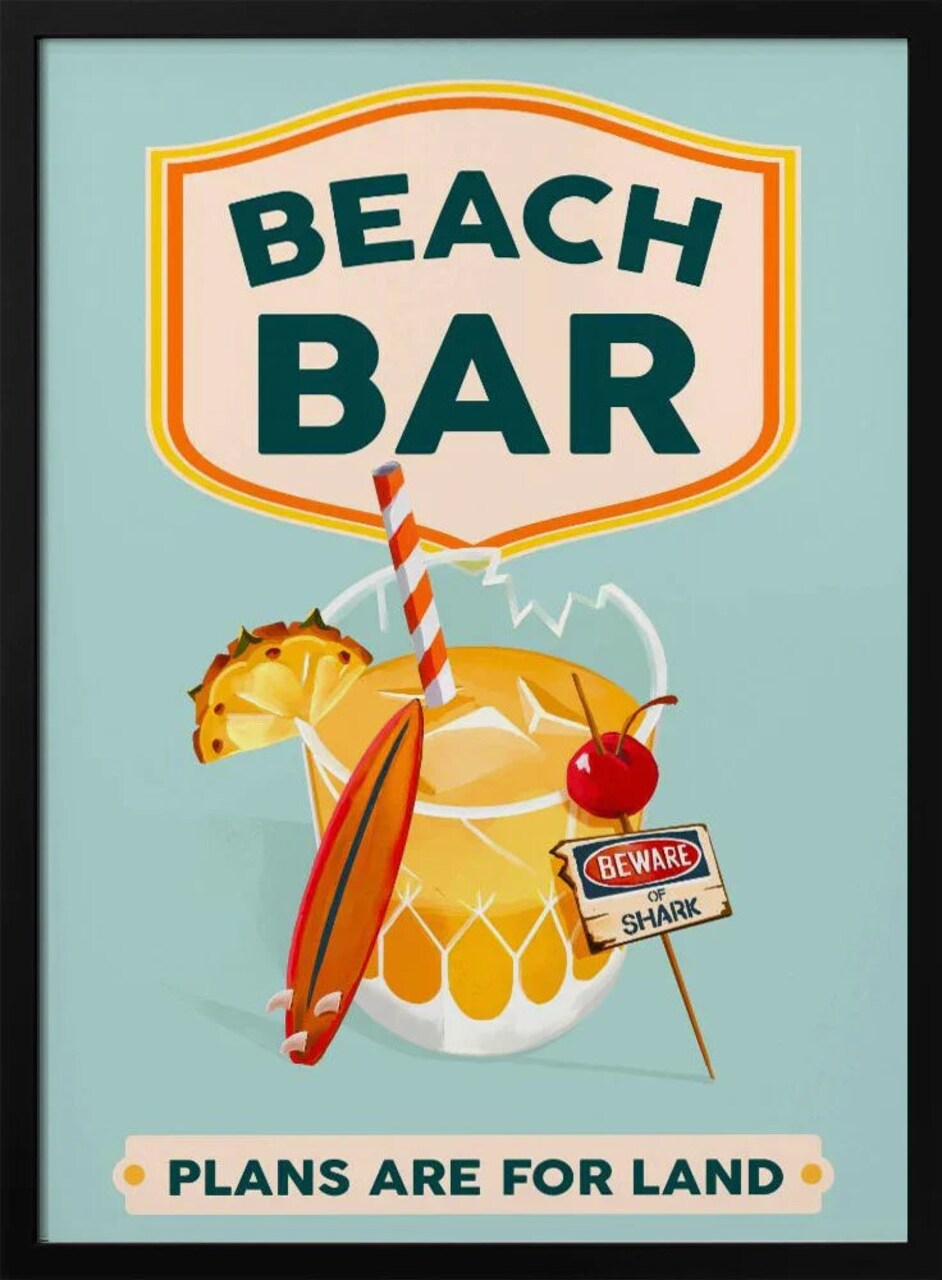 Tropical Cocktail Bar Art - The Whiskey Ginger 24x36 Framed Print for Home or Office Décor